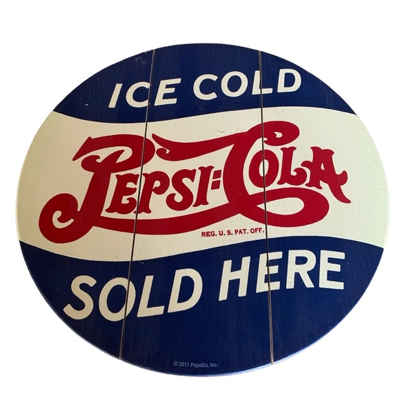 Pepsi Cola Sign, Wooden, 14" Round - Picture 2 of 7